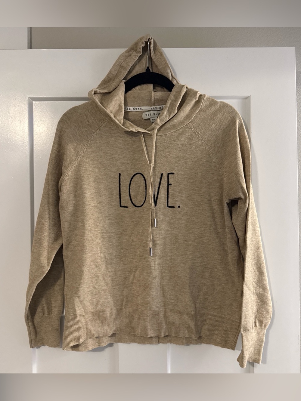 LOVE. Hoodie Sweatshirt - Beige Knit Pullover